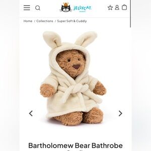 NWT Jellycat Bartholomew with Bathrobe
